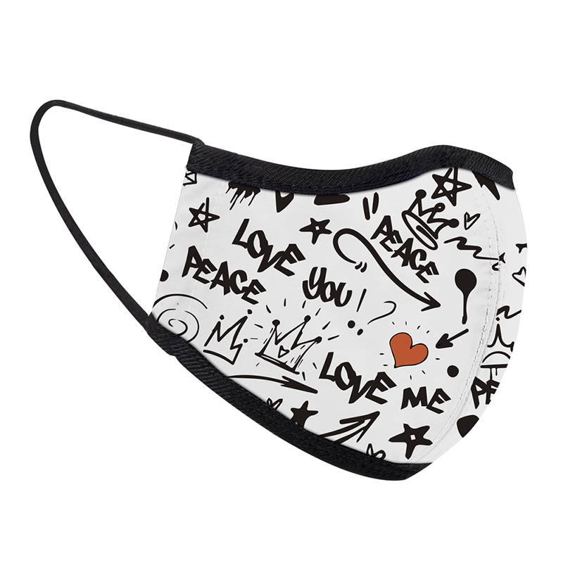 【seisei】Antibacterial Face Masks_Doodle / White