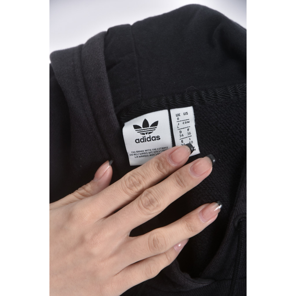 (L) adidas棉質純棉帽T黑色長袖上衣二手衣, , large