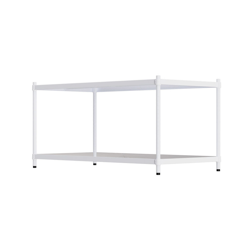 【Y HOUSE】120x60x60 cm two-layer hole-free iron plate storage rack rack iron rack - paint white, , large