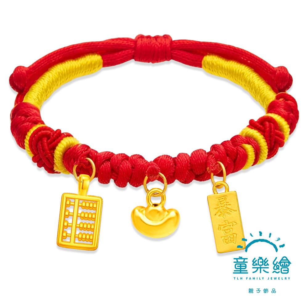 【童樂繪金飾】福寶初願 兒童紅繩手鍊 附贈馬年平安符 約重0.13錢&plusmn;0.03 (馬年 滿月禮 彌月黃金 抓週), , large
