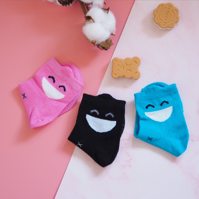 [Kaimei Cotton Industry] 12 pairs set, random and excellent, MIT made in Taiwan, pure cotton anti-slip children's socks - smiling style 13-16cm Kaimei Cotton Industry, , large