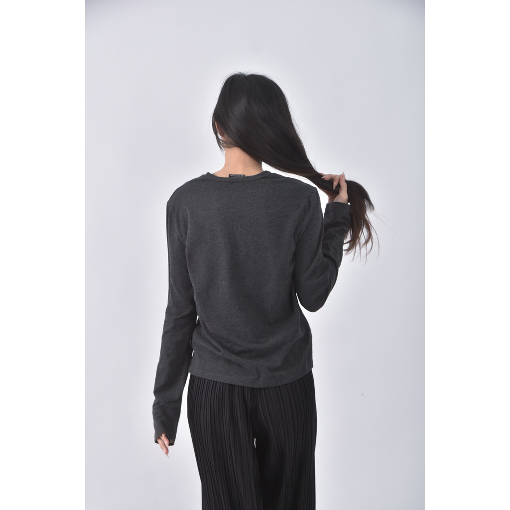 (M) ny jeansV領灰色長袖上衣二手衣, , large