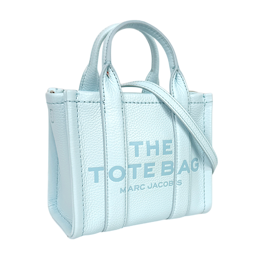 MARC JACOBS THE LEATHER TOTE 粒面皮革迷你托特包/雲藍色, , large