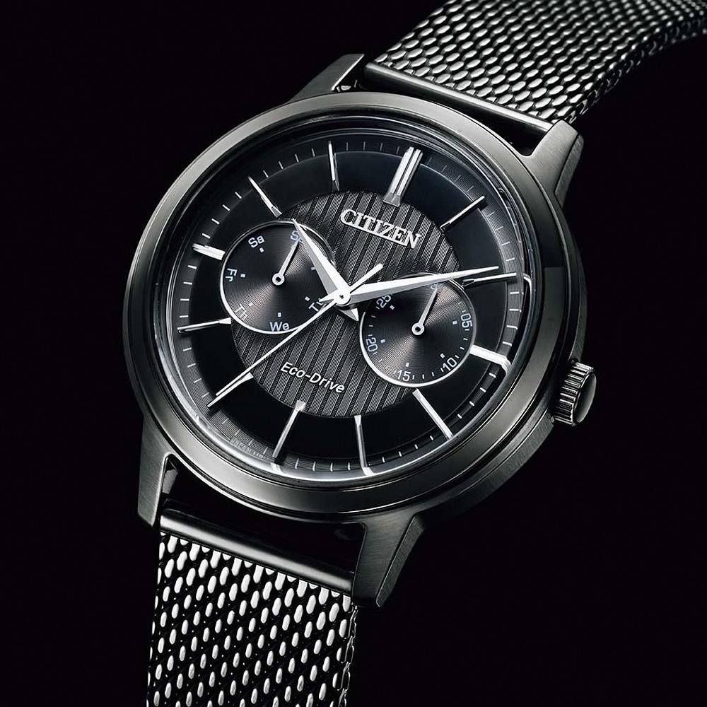 CITIZEN 星辰 光動能 雅痞雙眼Day-Date手錶-曜石黑/41mm BU4034-82E, , large