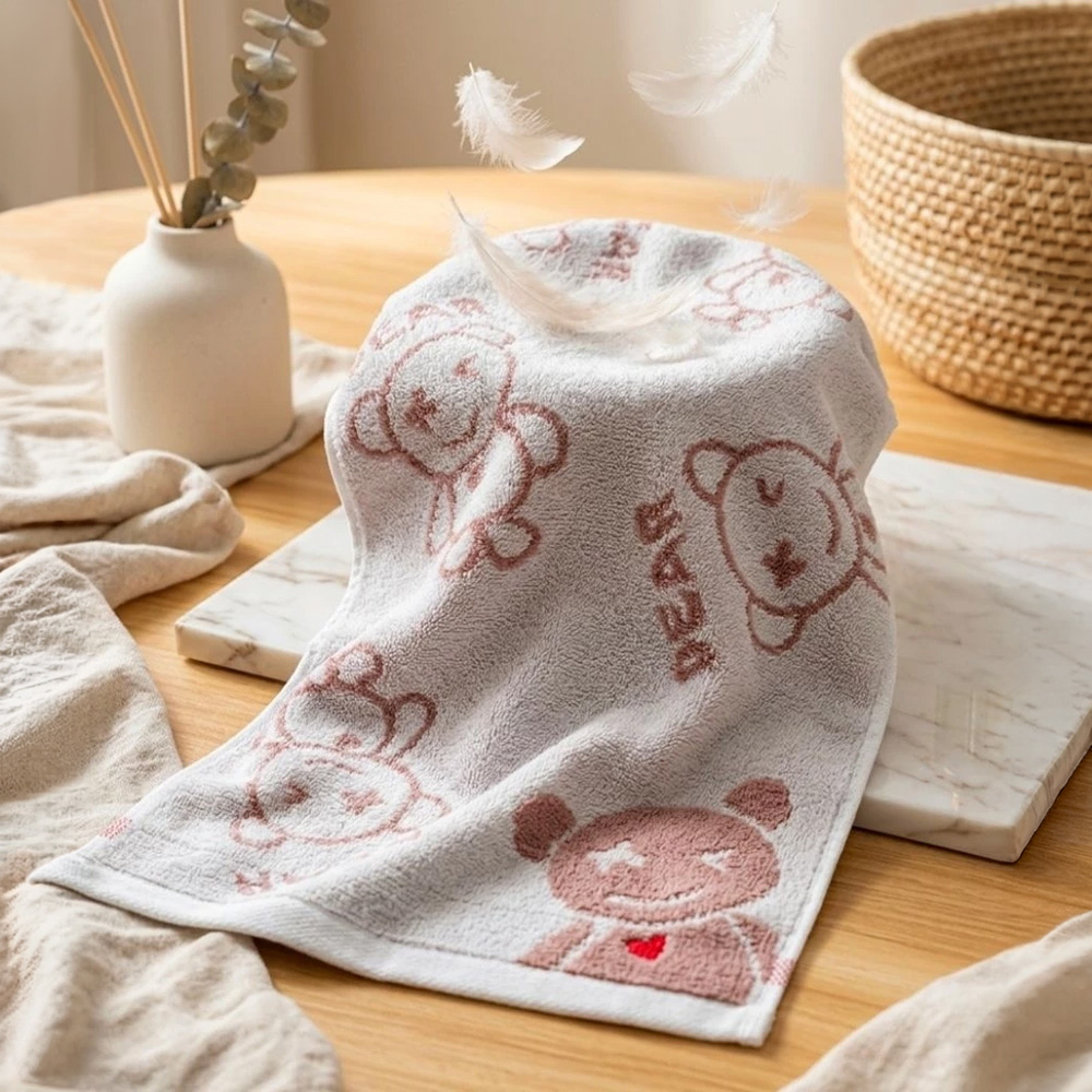 [Kaimei Cotton Industry] Randomly excellent pure cotton untwisted yarn absorbent children's towel/bath towel/face towel-Punk Bear, , large