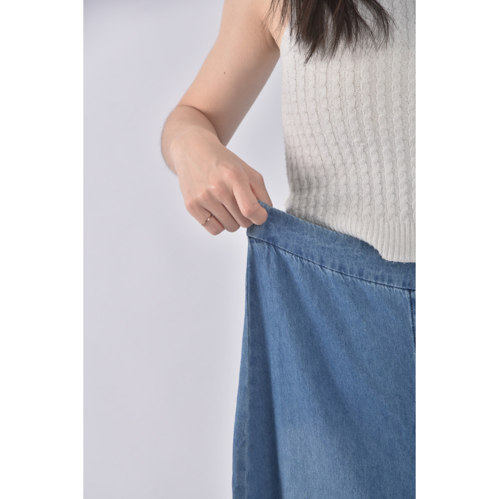 (S) nice ioi丹寧牛仔排扣傘裙藍色長裙二手衣, , large