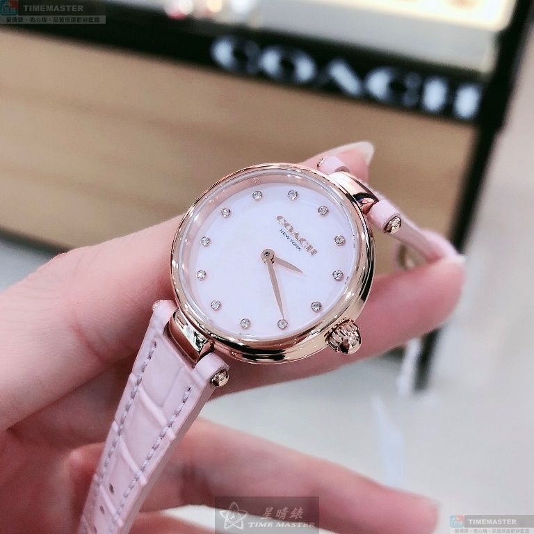 [星晴錶業]COACH手錶,26mm,CH00146粉紅色錶面玫瑰金錶殼粉紅真皮皮革錶帶款, , large