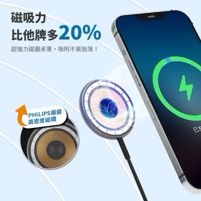 【Leo手機周邊專賣店】PHILIPS飛利浦  磁吸無線快充充電器 / DLK3537Q, , large