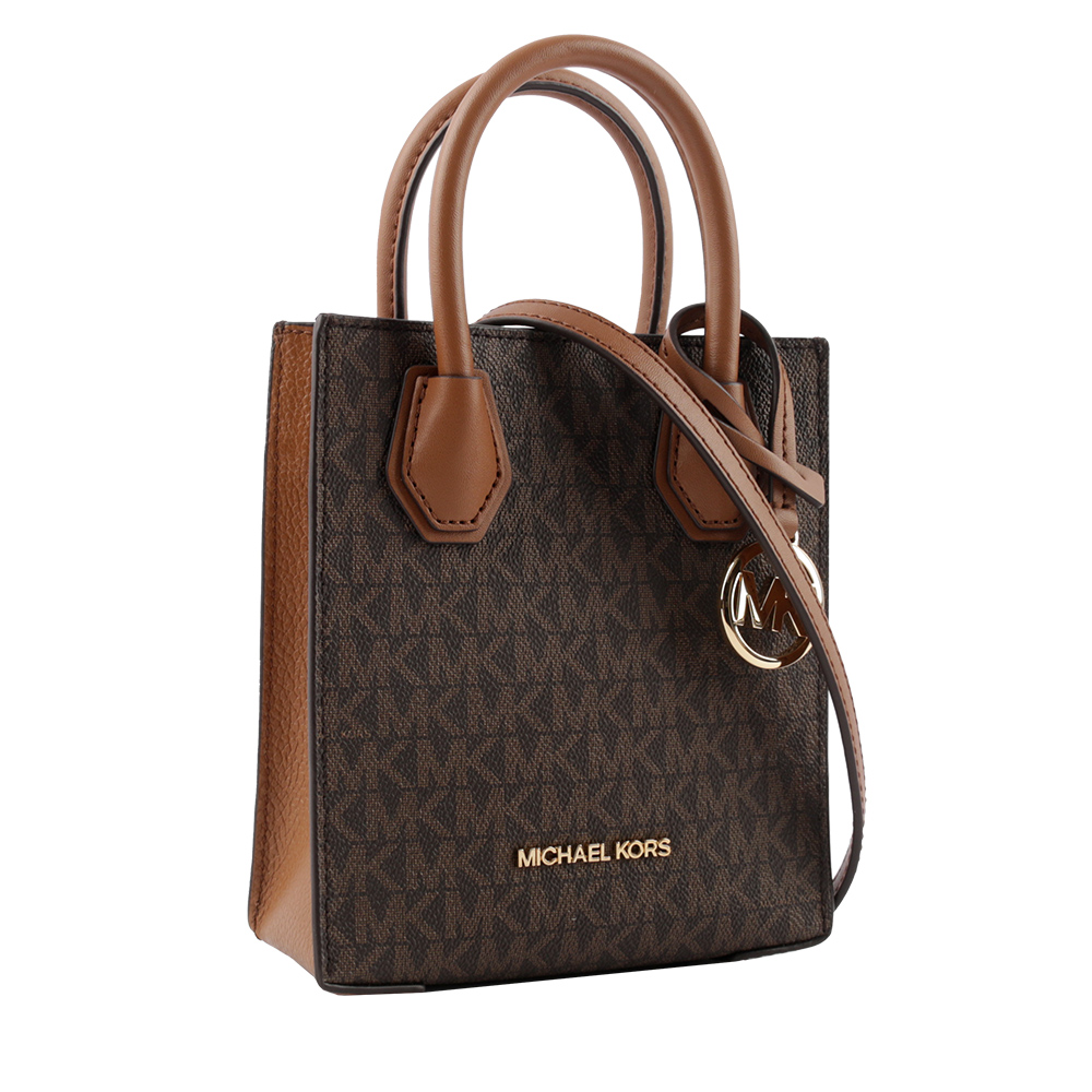 Michael Kors Mercer 塗層帆布手提/斜背二用迷你琴譜包/咖啡色, , large