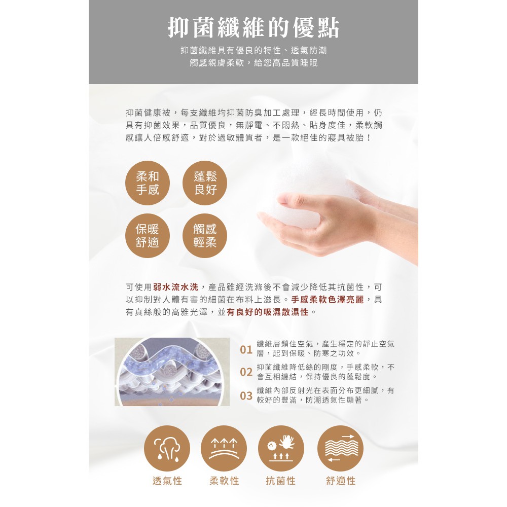 可水洗健康被1.6KG 台灣製/羽絲絨被/四季被/棉被/冬被/被子/被胎/內胎, , large