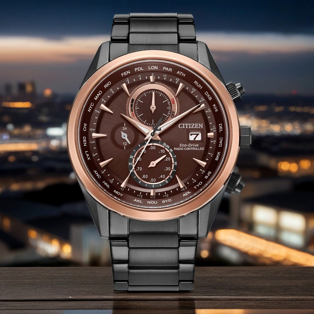 CITIZEN 星辰 勃根地紅 光動能全球電波計時手錶 AT8267-86X, , large