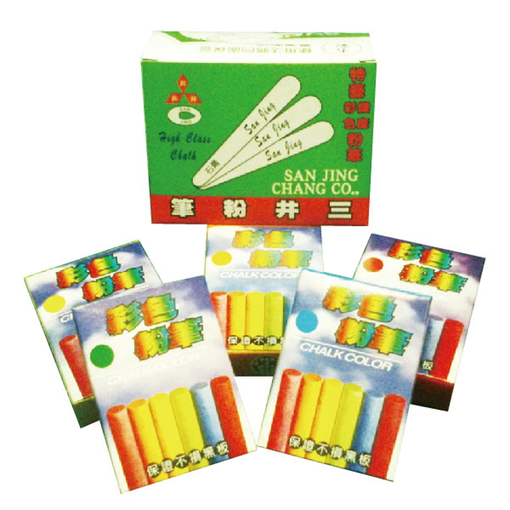 【三井牌】粉筆 彩色 / 五彩 50支X48盒 /10支精裝 共2400支/ X 3箱 /組(共7200支)  -  多款可選, , large