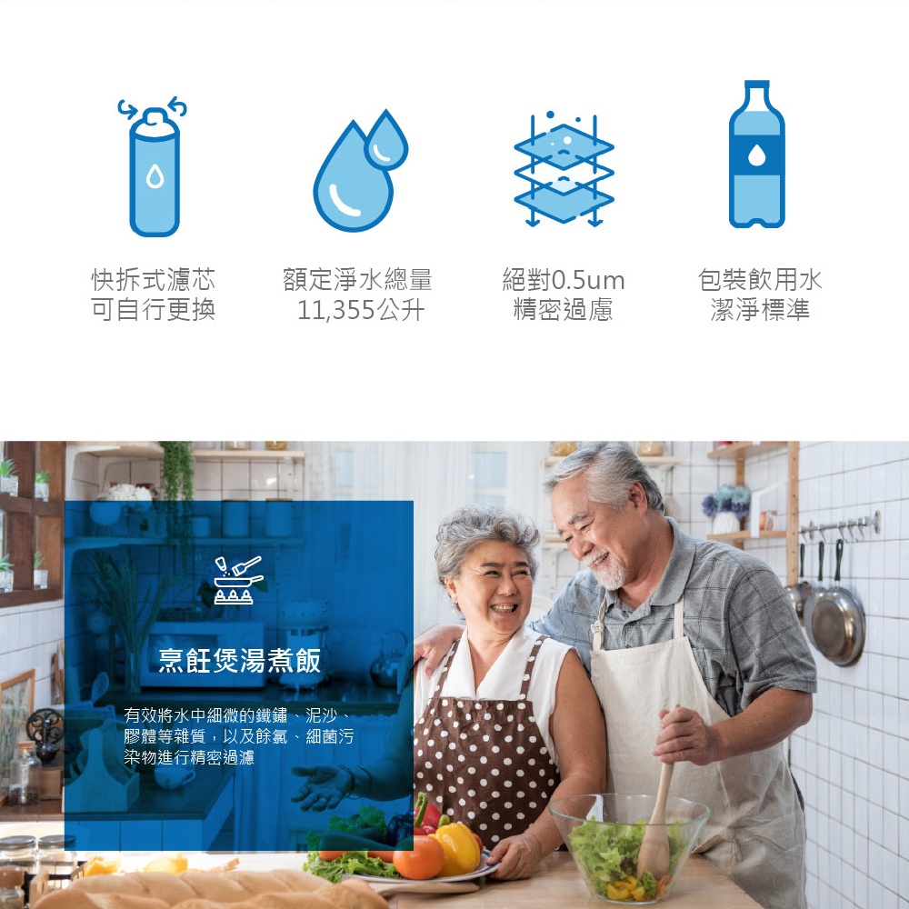 【麗水生活】EVERPOLL愛科濾淨-守護升級全效濾芯 濾心 DC-1000F 雙效複合濾心 過濾器 淨水器 飲水機, , large