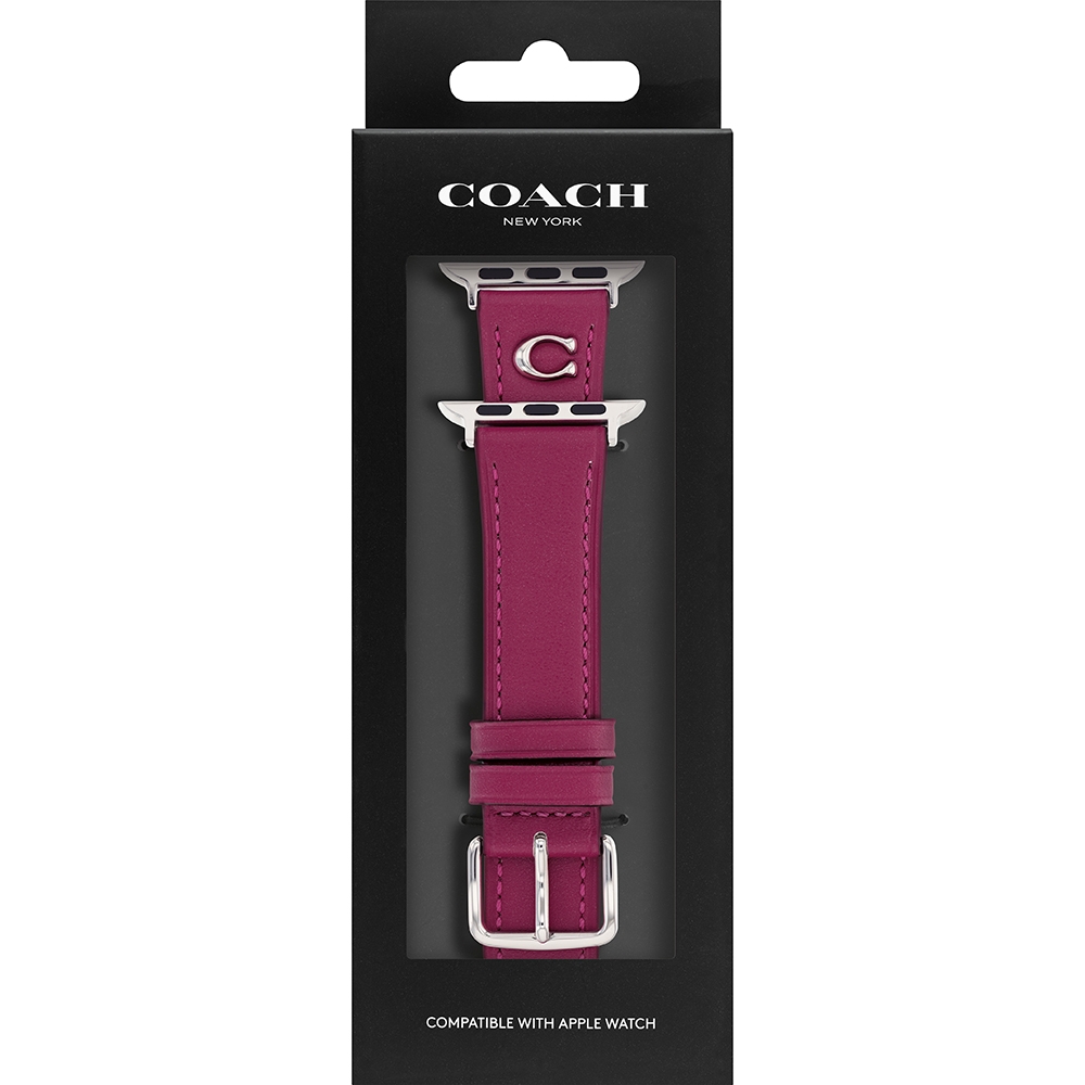COACH Apple Watch 錶帶 38/40mm 適用 C字皮錶帶-紫色(不含手錶), , large