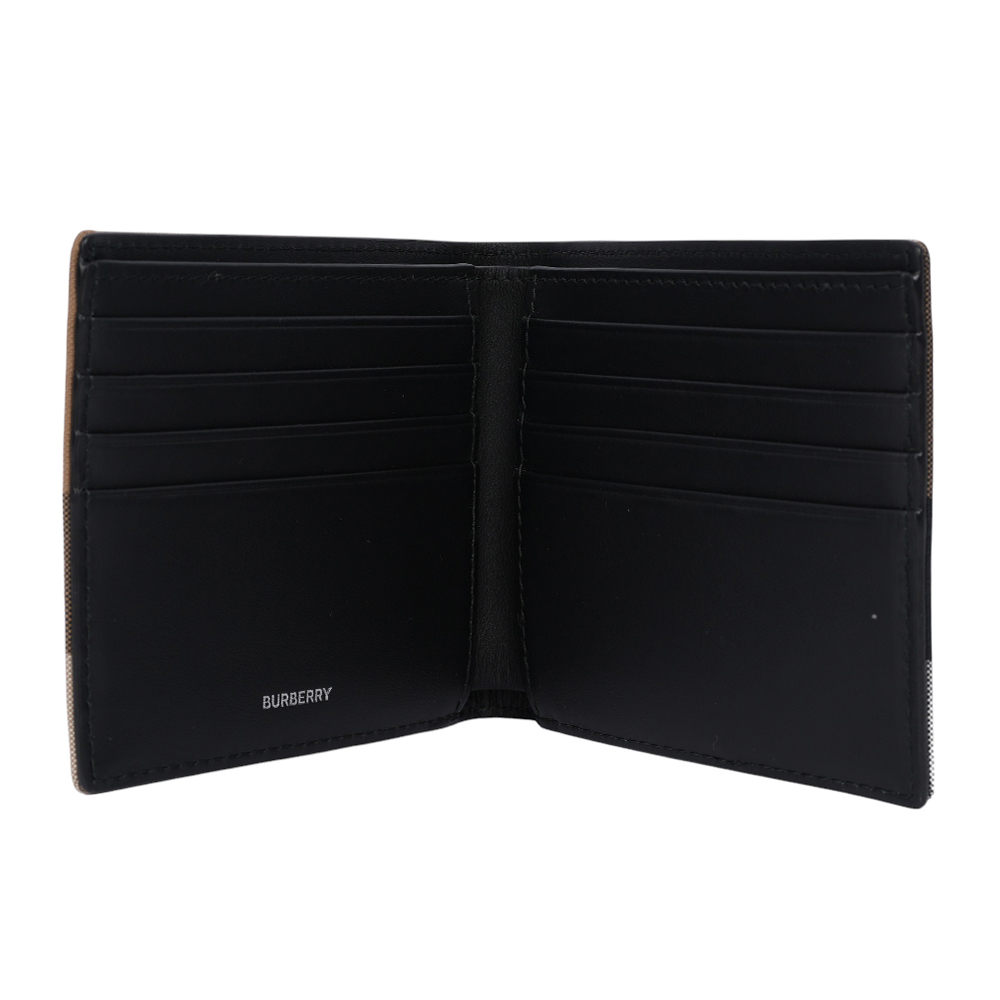 BURBERRY 大格紋帆布對開8卡短夾(灰褐色/棕色), , large