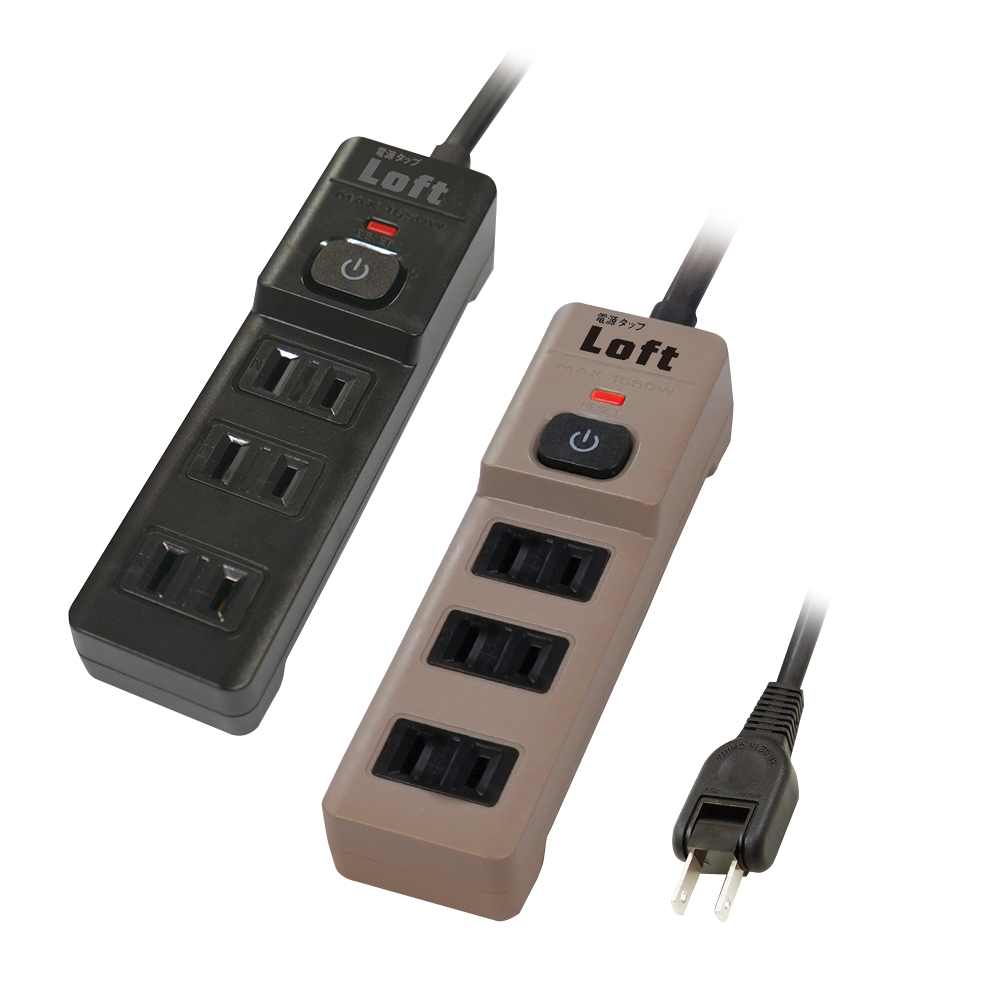 [Loft Life] 工業風2P1切3插節能延長線-6尺 ZPR-LL-755S-6 黑, , large