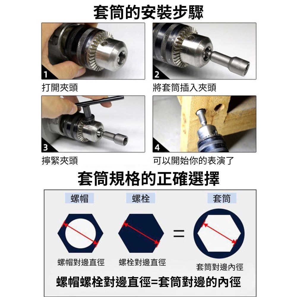 電鑽六角風批加深套筒頭15pc(塑盒), , large