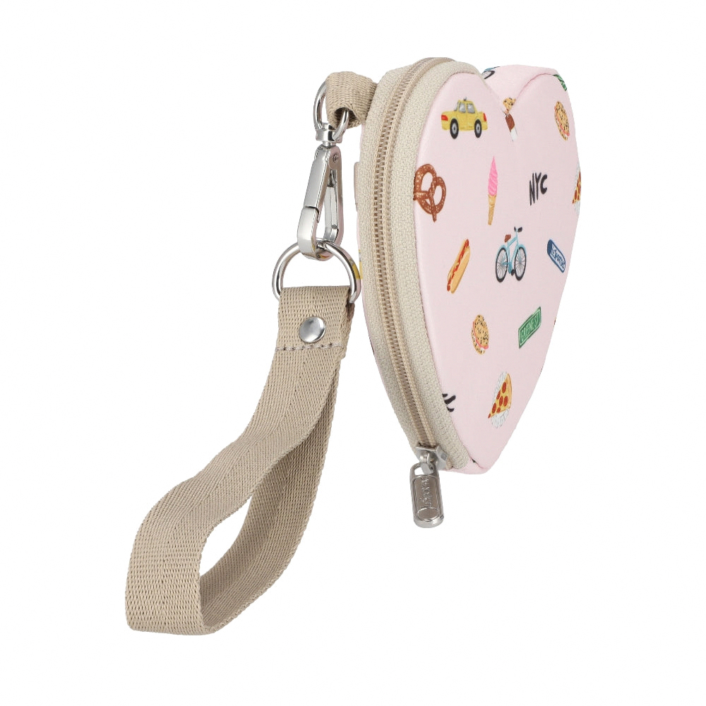 Lesportsac Heart Wristlet 愛心造型零錢包 零錢袋 鑰匙包 心型吊飾 送禮 禮物 推薦 女包(紐約城市插畫), , large
