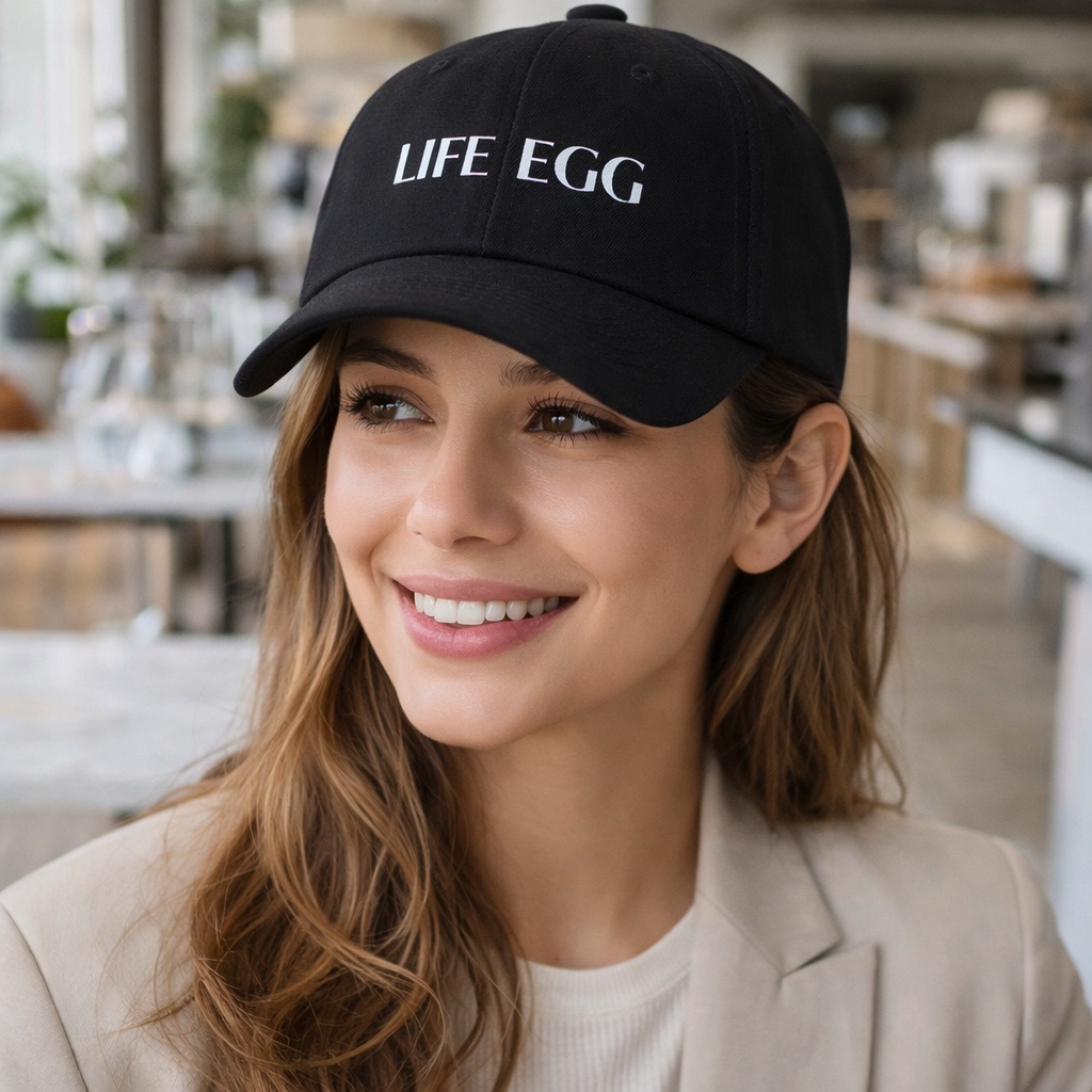 【LIFE&EGG】Classic Logo Embroidered Baseball Cap /Black, , large