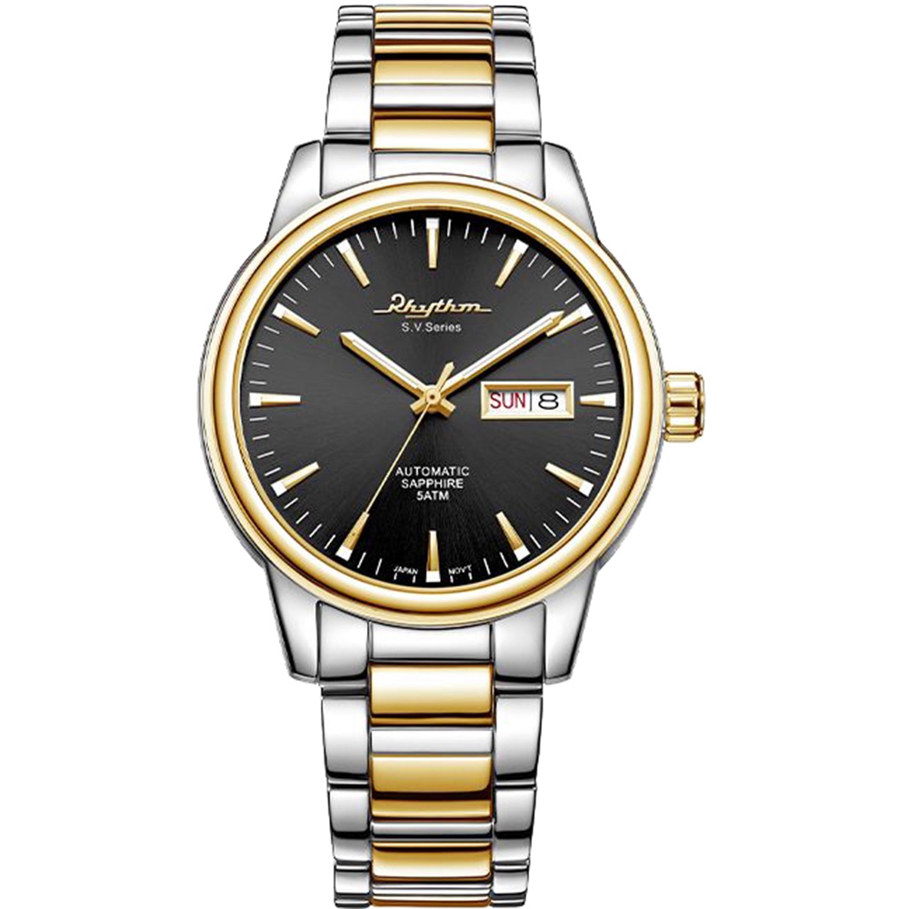 RHYTHM日本麗聲 S.V.Series 復古日曆機械錶-42mm AS1615S04, , large