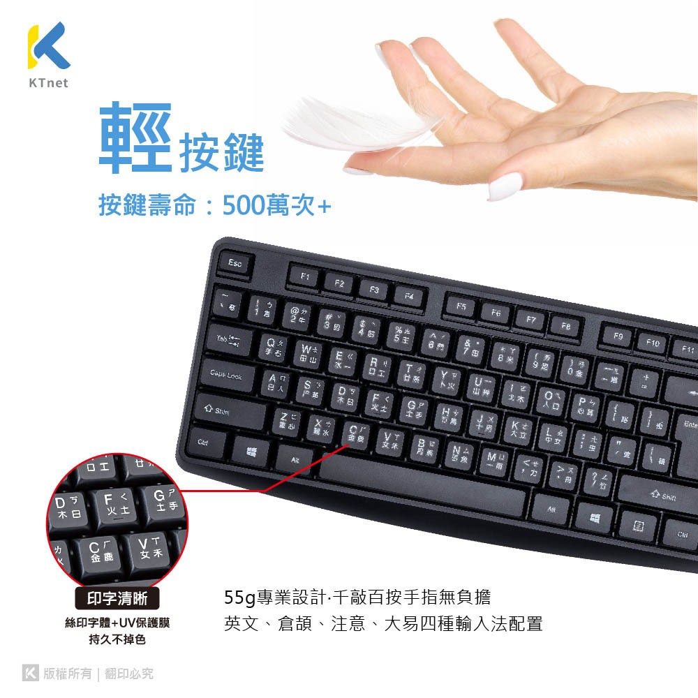 KTnet Z7 2.4G無線鍵盤滑鼠組 經典款 多段DPI切換 超省電設計, , large