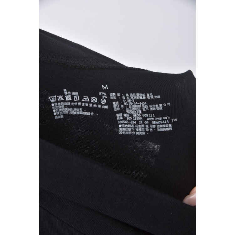 (M) muji質感棉質高領黑色長袖上衣二手衣, , large