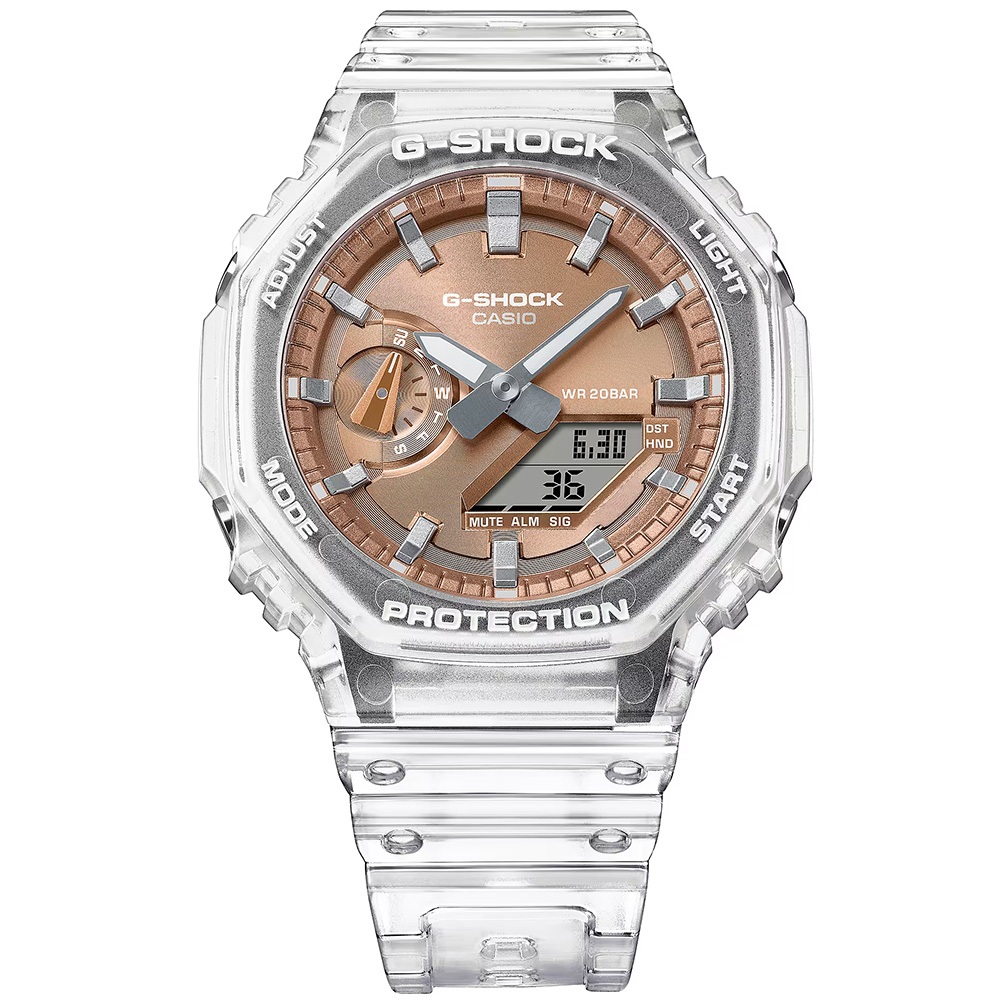 CASIO 卡西歐 G-SHOCK 半透明感 金屬蒸鍍工藝 雙顯電子錶 手錶 GA-2100BM-7A5, , large