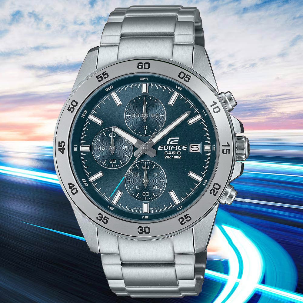 CASIO 卡西歐 EDIFICE 經典運動三眼計時手錶 EFR-526D-2A, , large