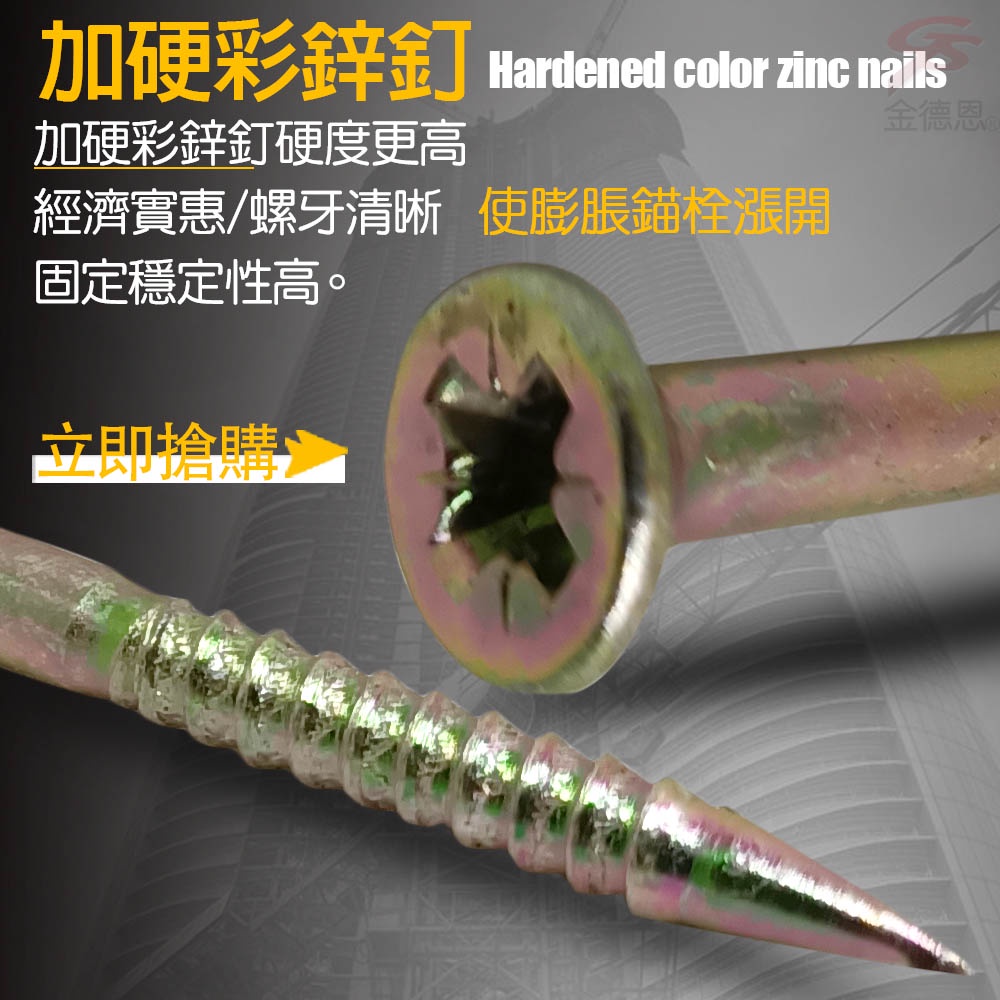 GS MALL 台灣製造 1組100入 尼龍膨脹螺絲 壁虎螺絲 麻根塞螺絲 裝修螺絲 鍍鋅螺絲 尼龍螺絲 膨脹螺絲 螺絲, , large