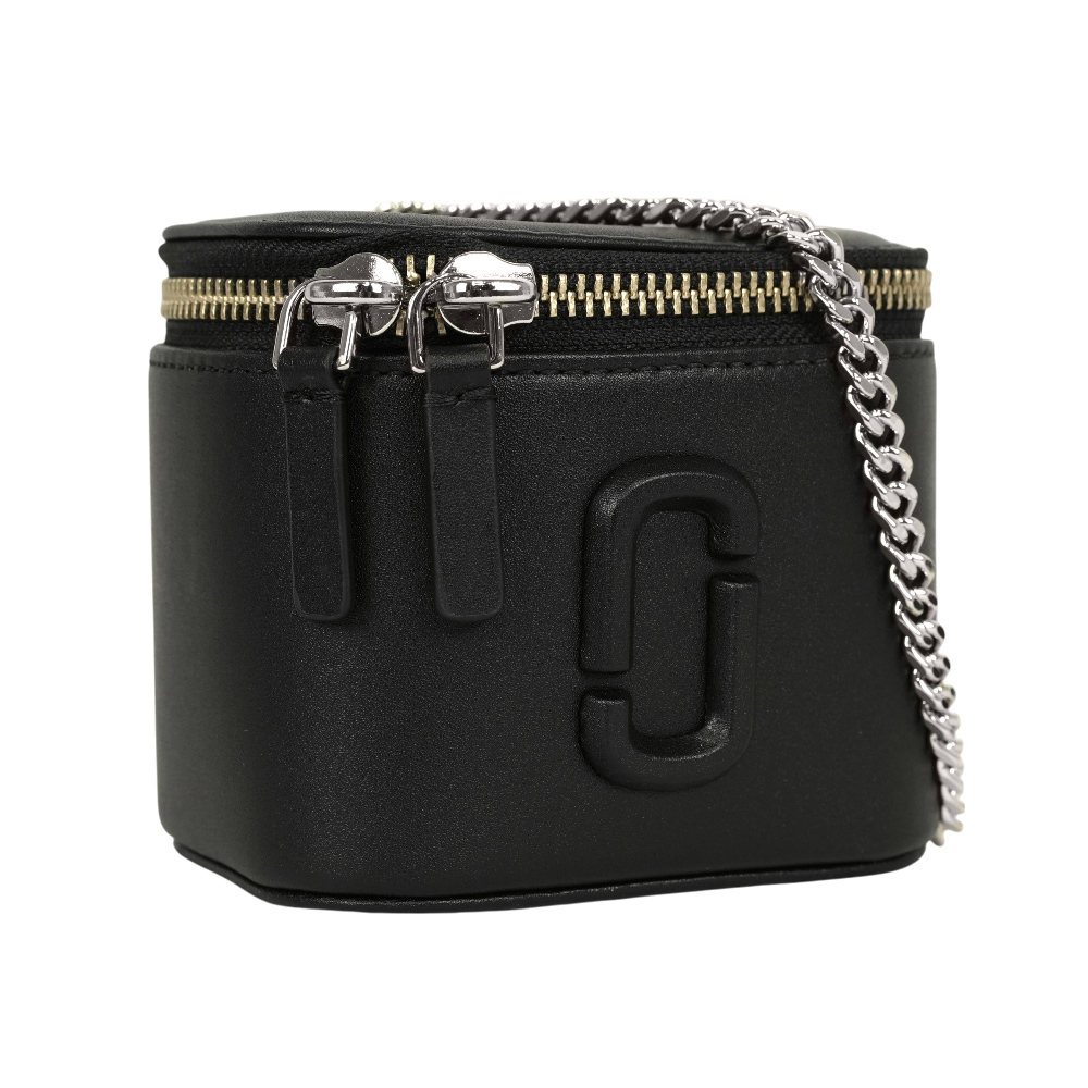 MARC JACOBS Vanity 平滑皮革銀鍊迷你化妝包/斜背包/黑色, , large