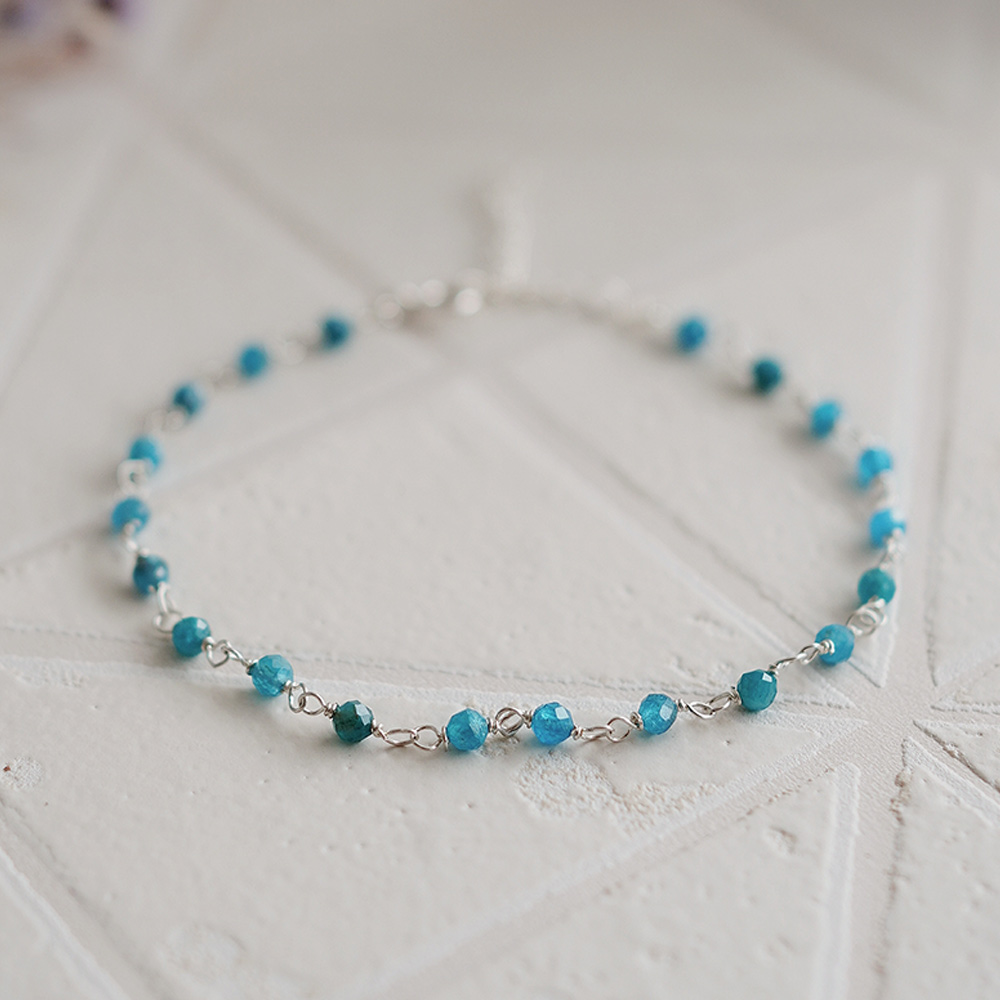 Blue Apatite Curtain Sterling Silver Bracelet, , large