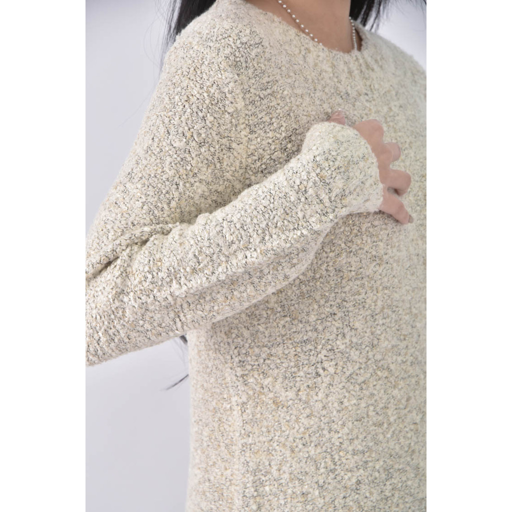 (S) peace dove小香風氣質圓領白色長袖上衣二手衣, , large