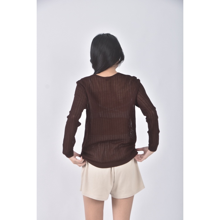 (L) uniqlo質感羊毛棕色長袖上衣二手衣, , large