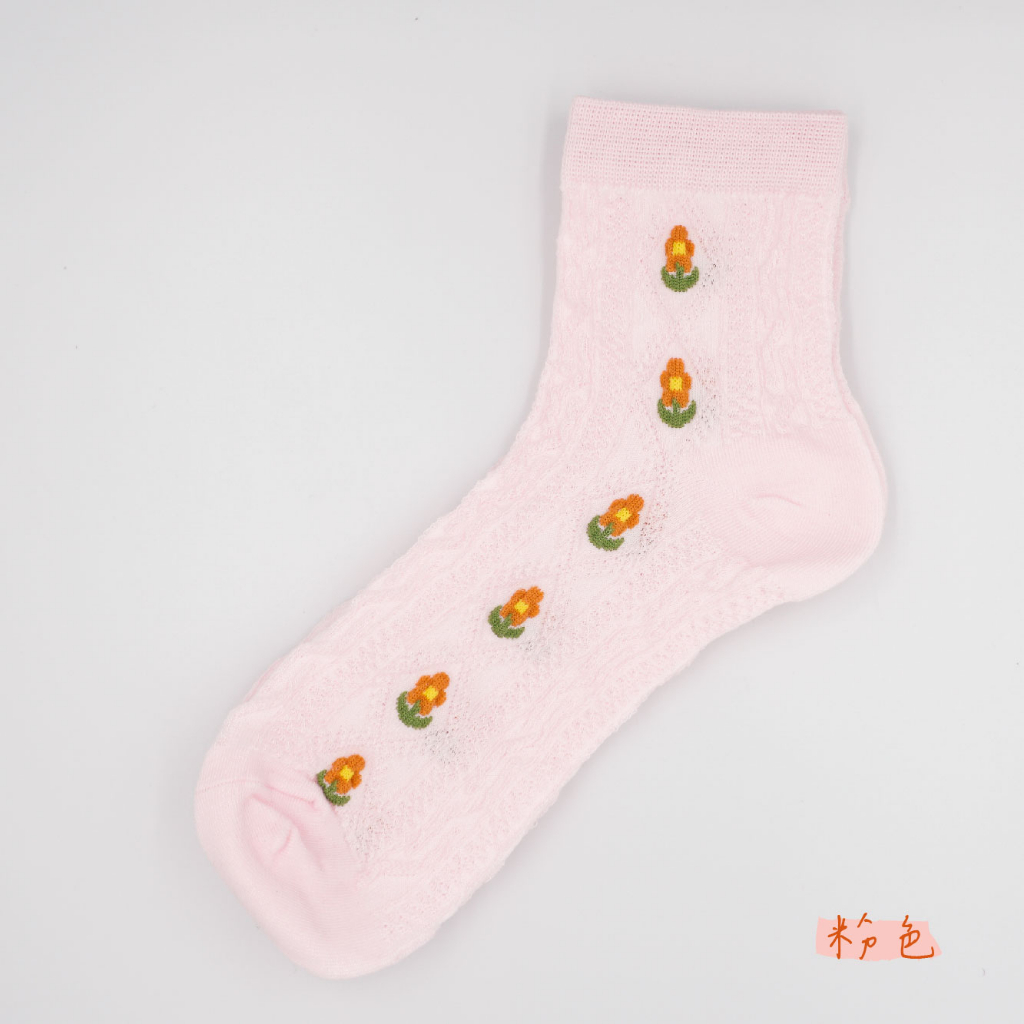 [Kaimei Cotton Industry] 8 pairs set, random and excellent, MIT made in Taiwan, reverse woven 1/2 pure cotton women's socks, small flowers, , large