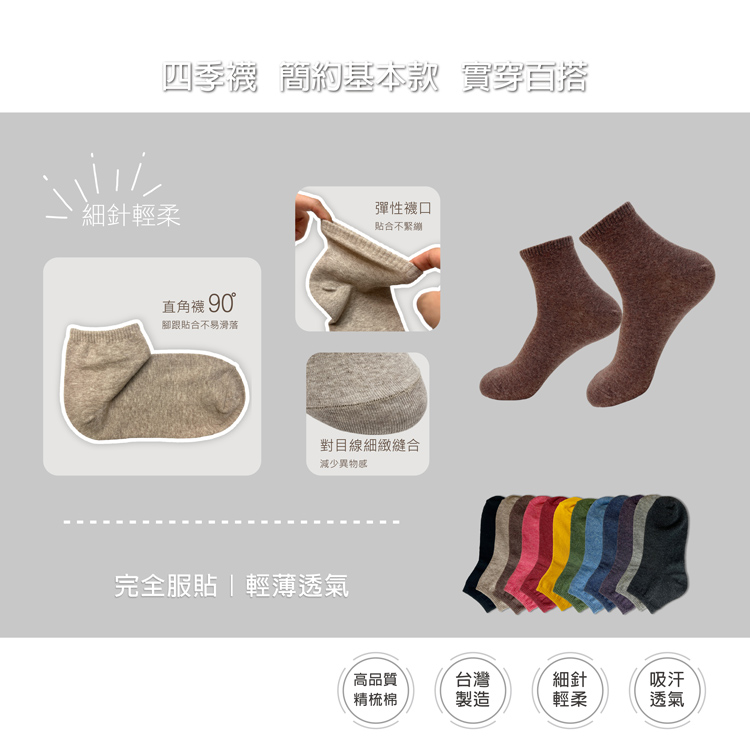 【BVD】1/2素面直角女襪<麻灰藍>B561 女襪 短襪 休閒穿搭襪, , large