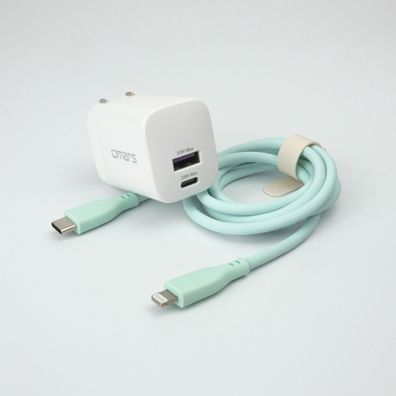 omars AC Portable Power Station+GaN 35W Adaptor+Lightning Cable-Green, , large