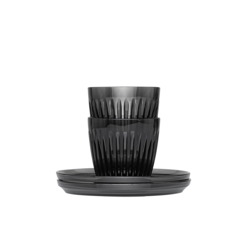 【Huskee】Reusable Coffee Cup & Saucer :  Huskee Renew Tritan 3oz/ 90ml, Amber, 2 sets, , large