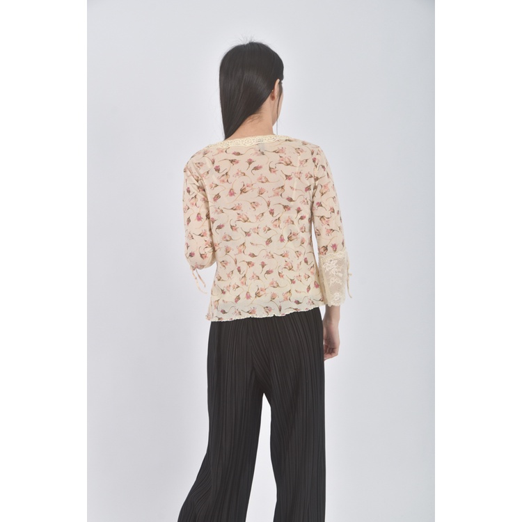 (XS（含）以下) an ge兩件式花卉黃色短袖上衣二手衣, , large