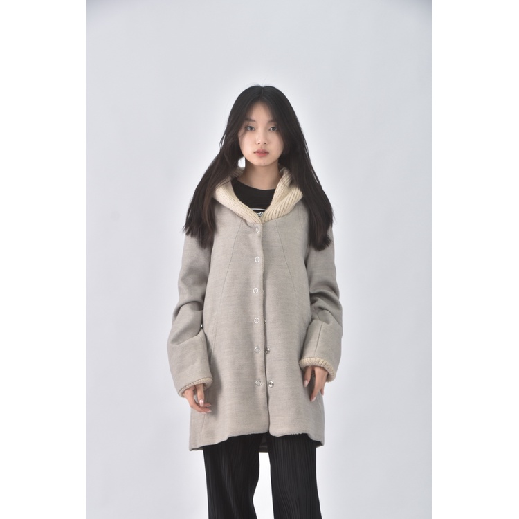 (S) mystic質感連帽灰色外套二手衣, , large