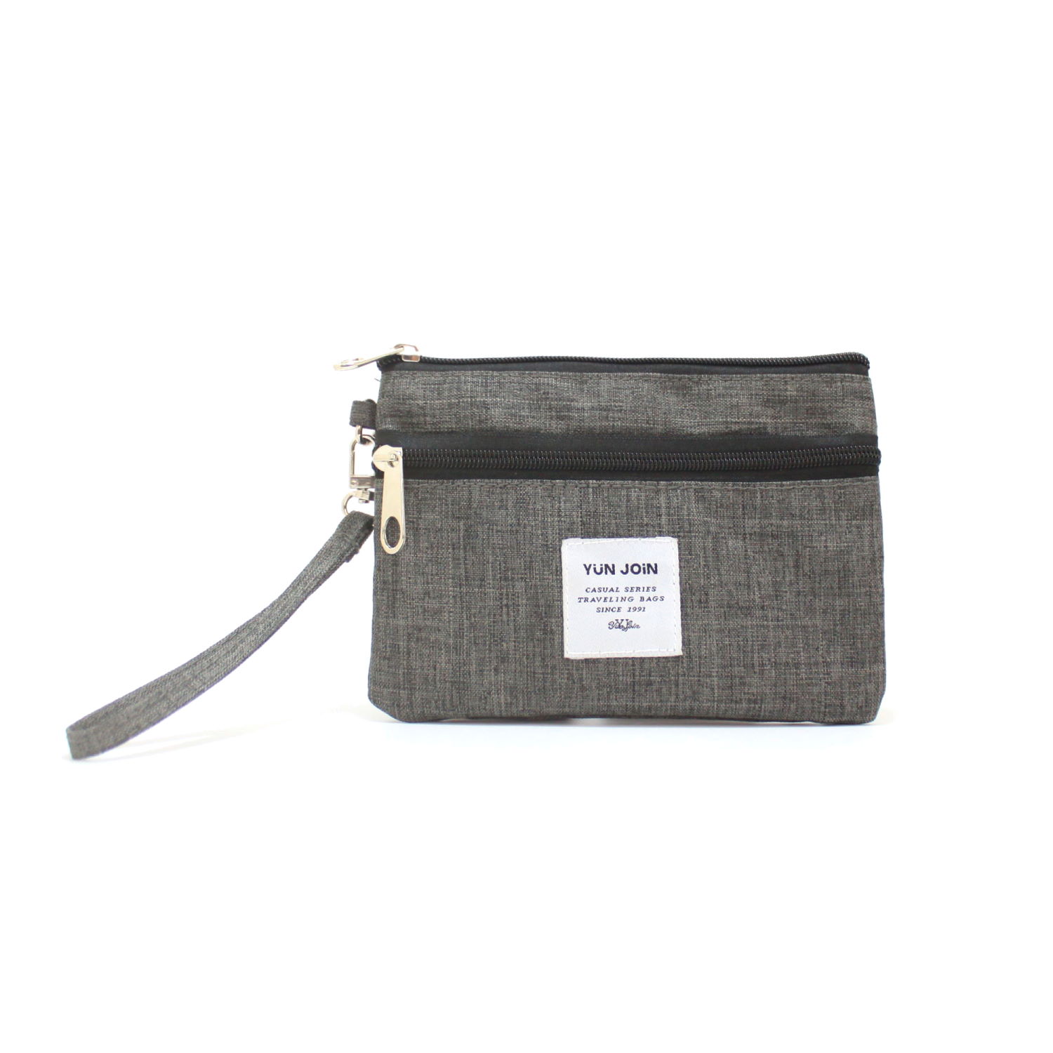 【YUN JOIN 】Travel 日系織面多功能手挽收納包-灰色 萬用包 手拿包 手挽包 化妝包 隨手包 錢包, , large