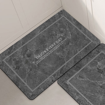 波蘭復古花磚珪藻土軟式地墊【鐵灰色45*70cm-礦物系列有框)】 珪藻土地墊 速乾 吸水  廚房 軟式地墊 浴室地墊   軟地墊 浴室 矽藻土地墊 柔軟, , large