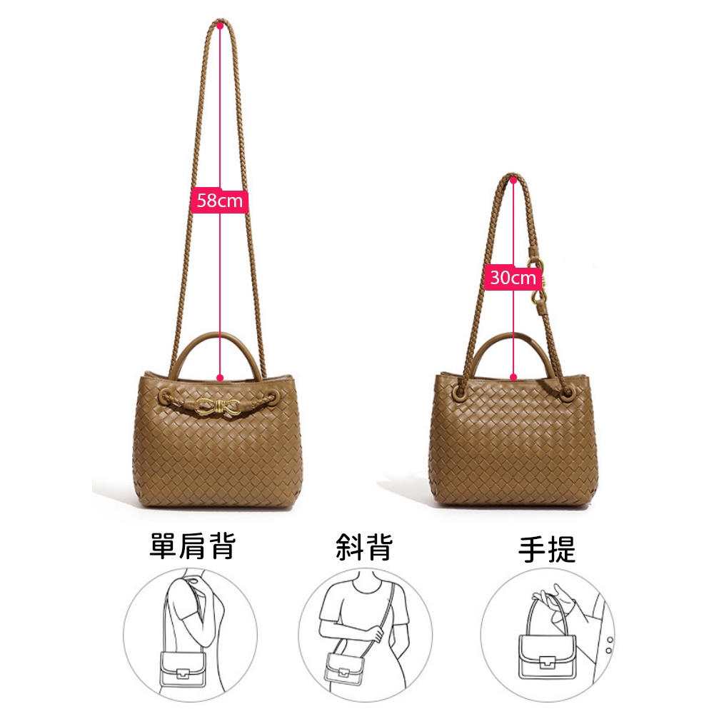 SPRING-時尚手工編織肩背包 簡約質感手提小方包-多色, , large