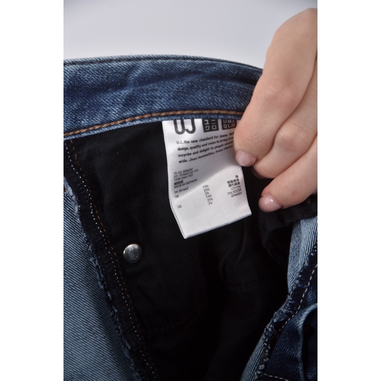 (M) uniqlo丹寧牛仔質感棉質藍色長褲二手衣, , large