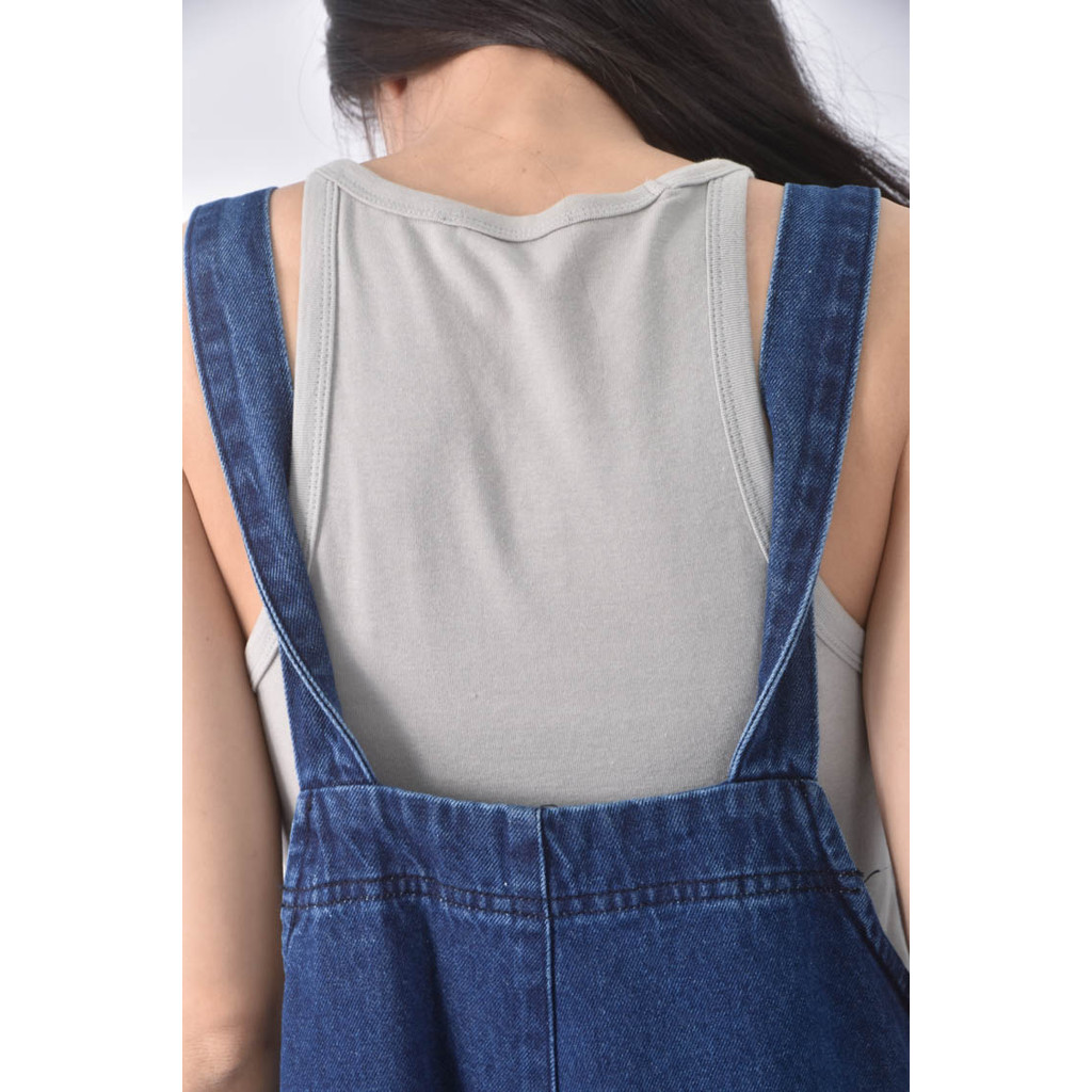 (4XL（含）以上) urban research doors高腰吊帶丹寧牛仔寬版藍色長褲二手衣, , large