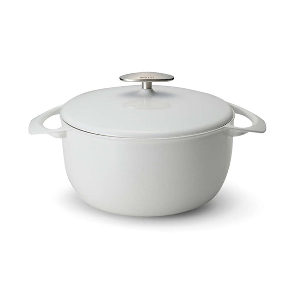 Unilloy - Ultra-Light Enameled Cast Iron 22cm Deep Pot - Navy Blue, 簡約白, large