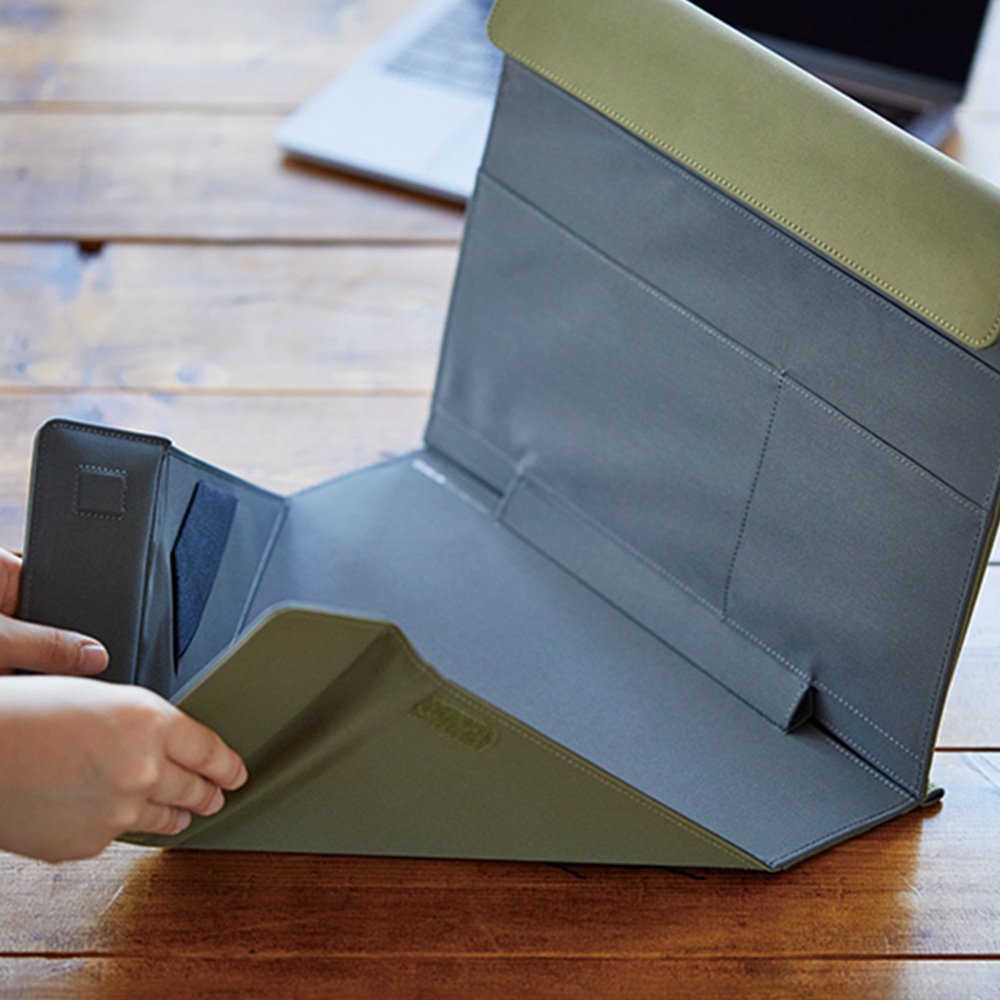 *需預訂【KING JIM】NESTY隨行支架筆電包 軍綠/(NST10)茶色, , large