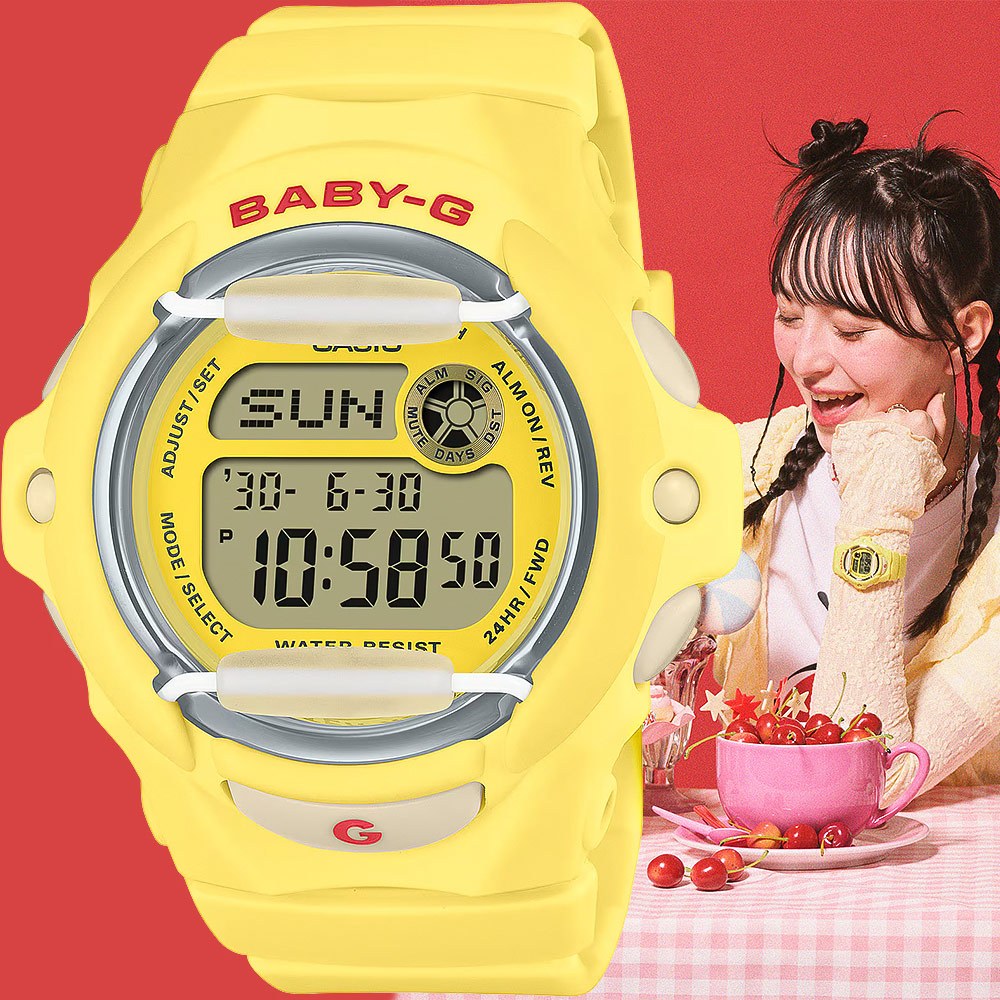 CASIO 卡西歐 Baby-G 甜美櫻桃 電子錶 手錶-黃 BG-169CH-9, , large