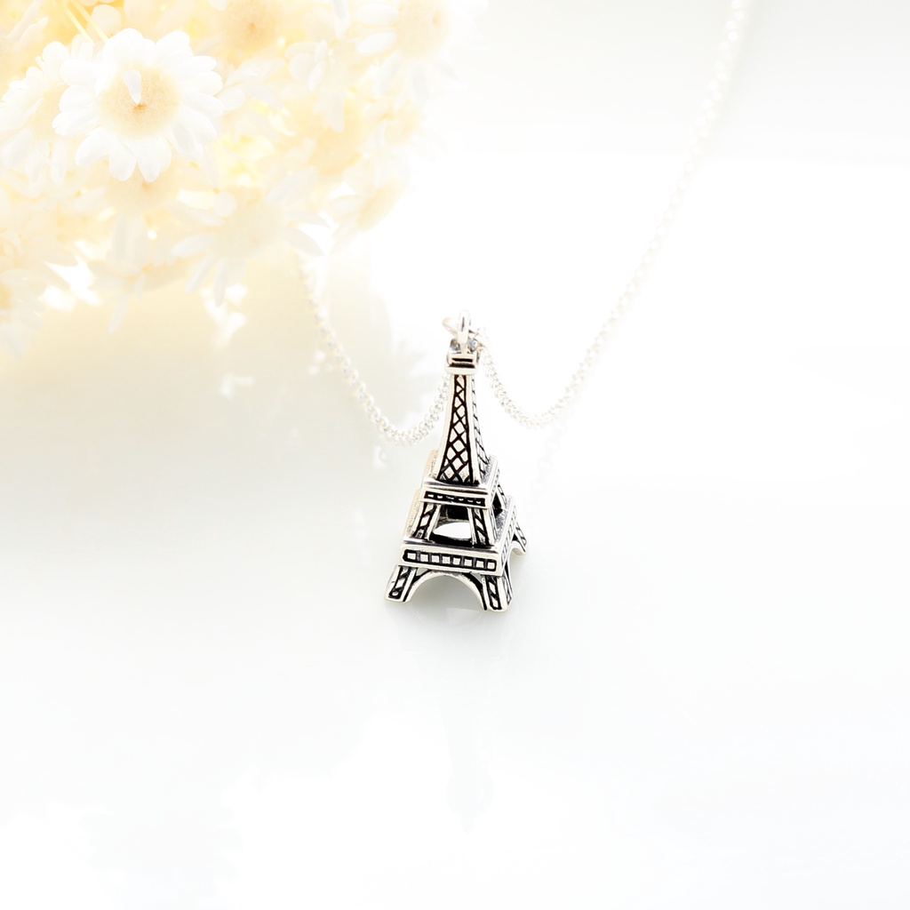 【Angel & Me】法國 巴黎 鐵塔 s925 純銀 項鍊 旅行 生日 情人節 禮物 快速到貨, , large