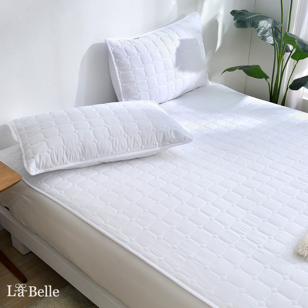 【Great Living 格蕾寢飾】義大利La Belle 防潑水升級平面式 保潔墊 經典純白 多款任選 (枕套/單/雙/加大/特大), , large