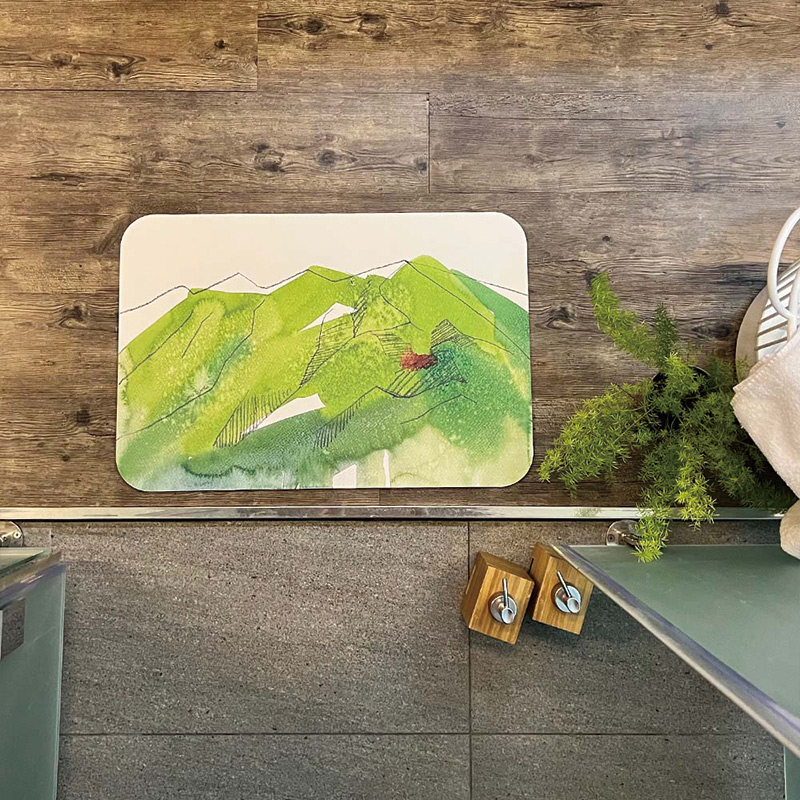 【Monster】 Soft Diatomaceous Earth Absorbent Mat – BiiJiuzi Collection (60x40cm) – Yilan Matcha Mountain – Mist, , large
